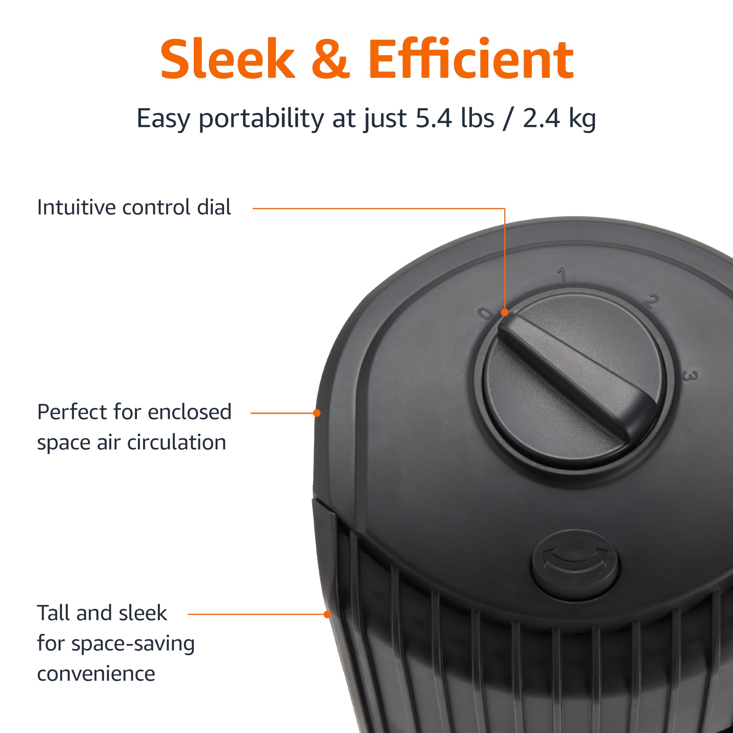 Amazon Basics 28-inch tower fan top controls enable quick speed adjustments.