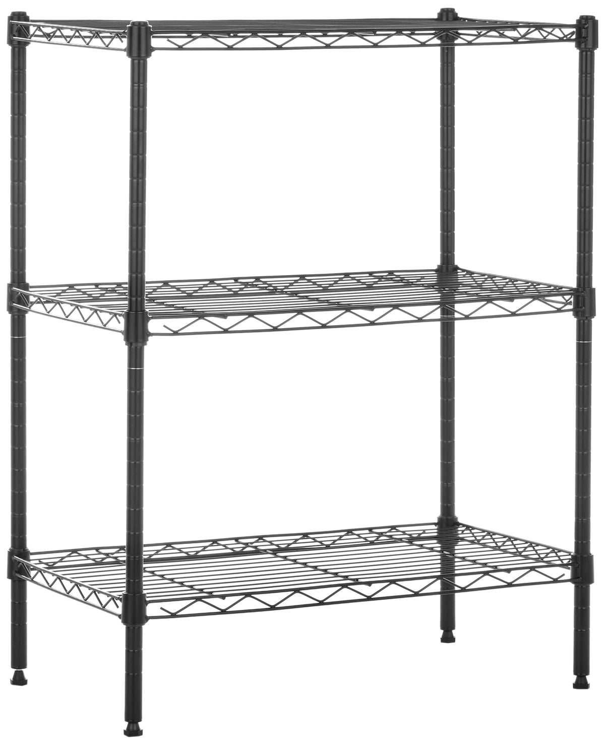Amazon Basics 3-Shelf Wire Rack Assembly showing easy setup and accessible storage.
