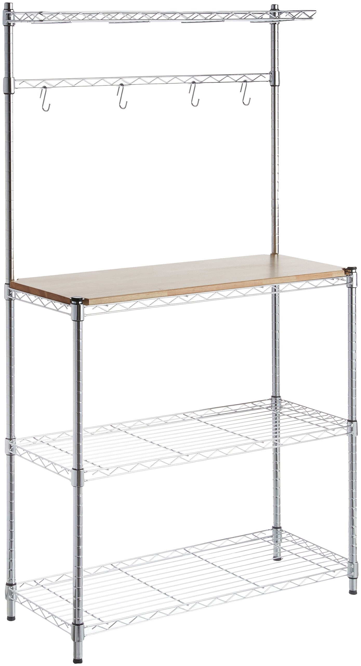 Amazon Basics 3-Tier baker rack top view with sturdy chrome frame for organized storage