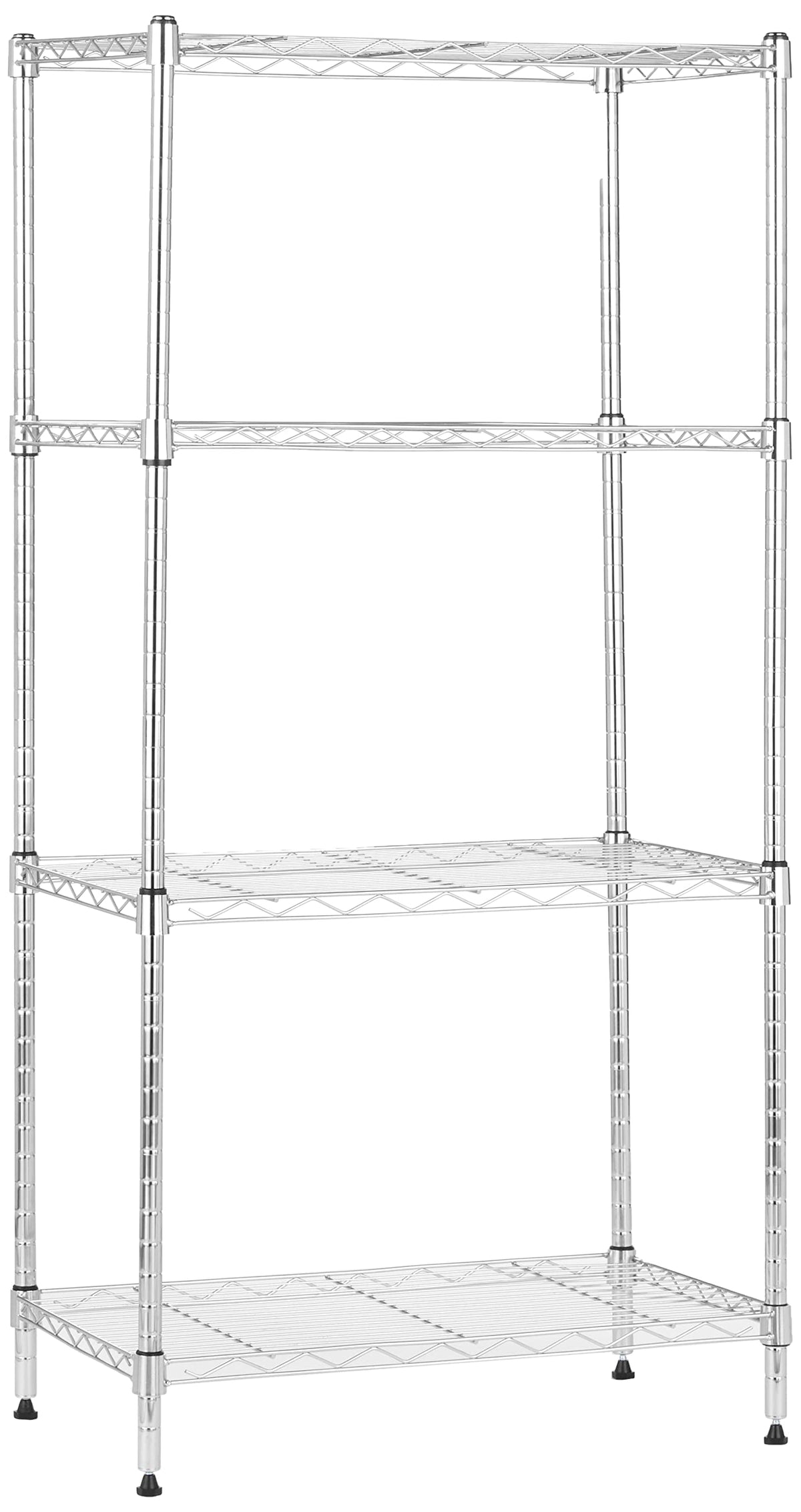 Amazon Basics 4-shelf unit in garage setup offers accessible storage and visibility