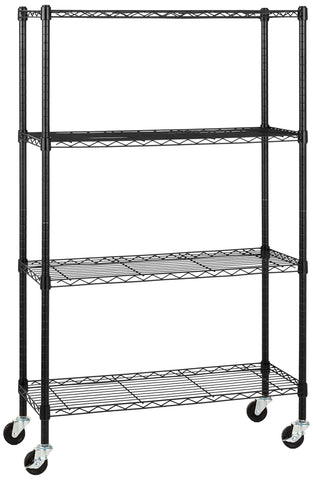 Amazon Basics 4-shelf heavy-duty garage shelving on casters for mobile tool storage