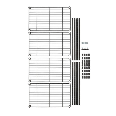 Amazon Basics wire rack with leveling feet ensuring stable placement.