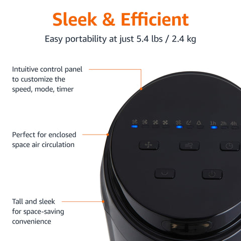 Amazon Basics 40-inch fan 15-hour timer for extended, customizable comfort.