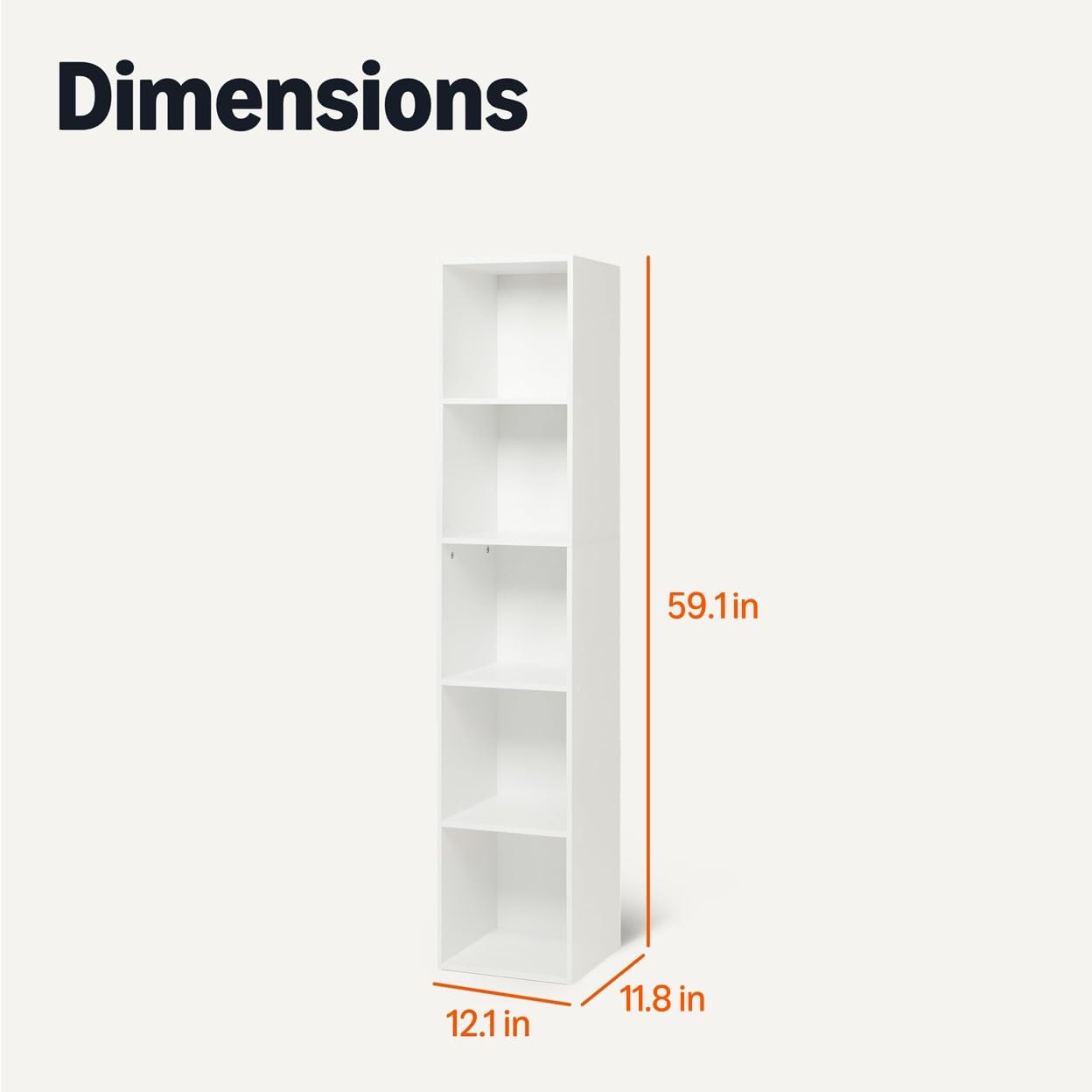 Amazon Basics 5-Cube Bookcase white finish complements décor while durable