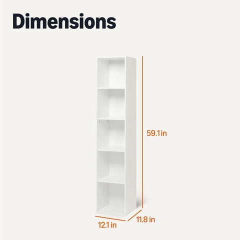 Amazon Basics 5-Cube Bookcase white finish complements décor while durable