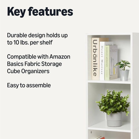 Amazon Basics 5-Cube Bookcase back panel highlights stability