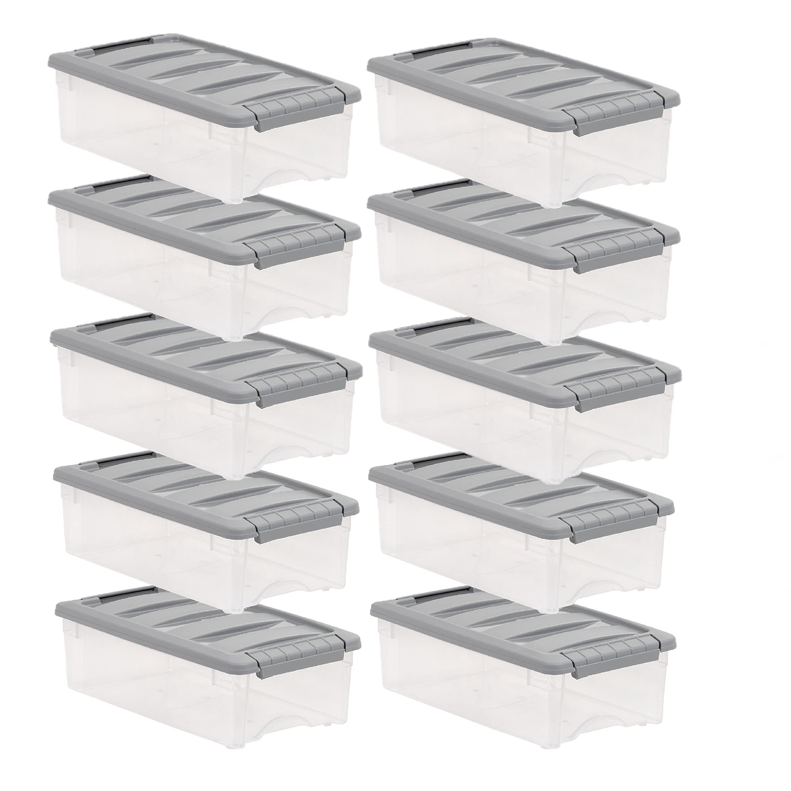 Amazon Basics 5-qt storage bin with a latching lid for secure, dust-resistant storage.