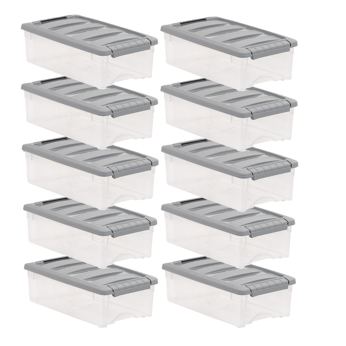 Amazon Basics 5-qt storage bin with a latching lid for secure, dust-resistant storage.
