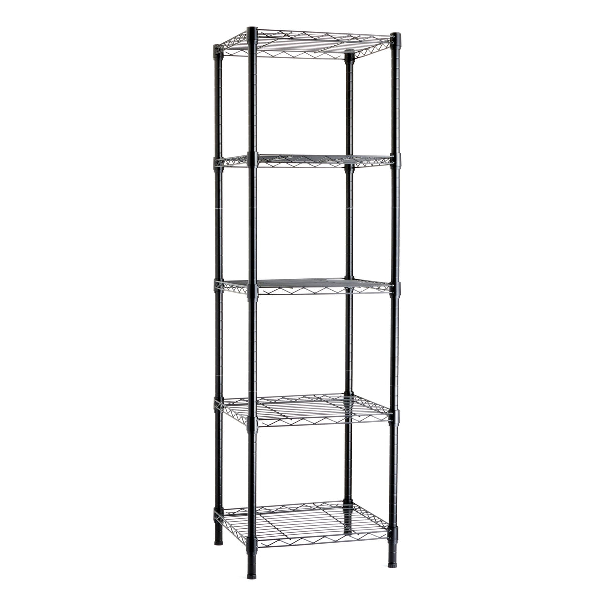 Amazon Basics 5-Shelf Tower black in garage for compact storage