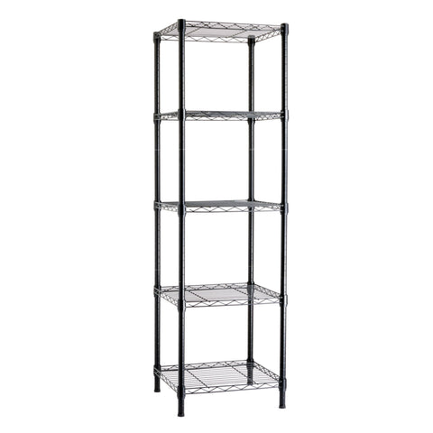 Amazon Basics 5-Shelf Tower black in garage for compact storage
