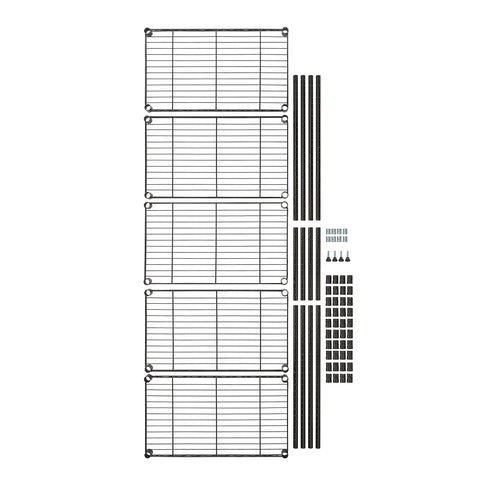 Amazon Basics fully loaded unit shows 200 lb per shelf capacity