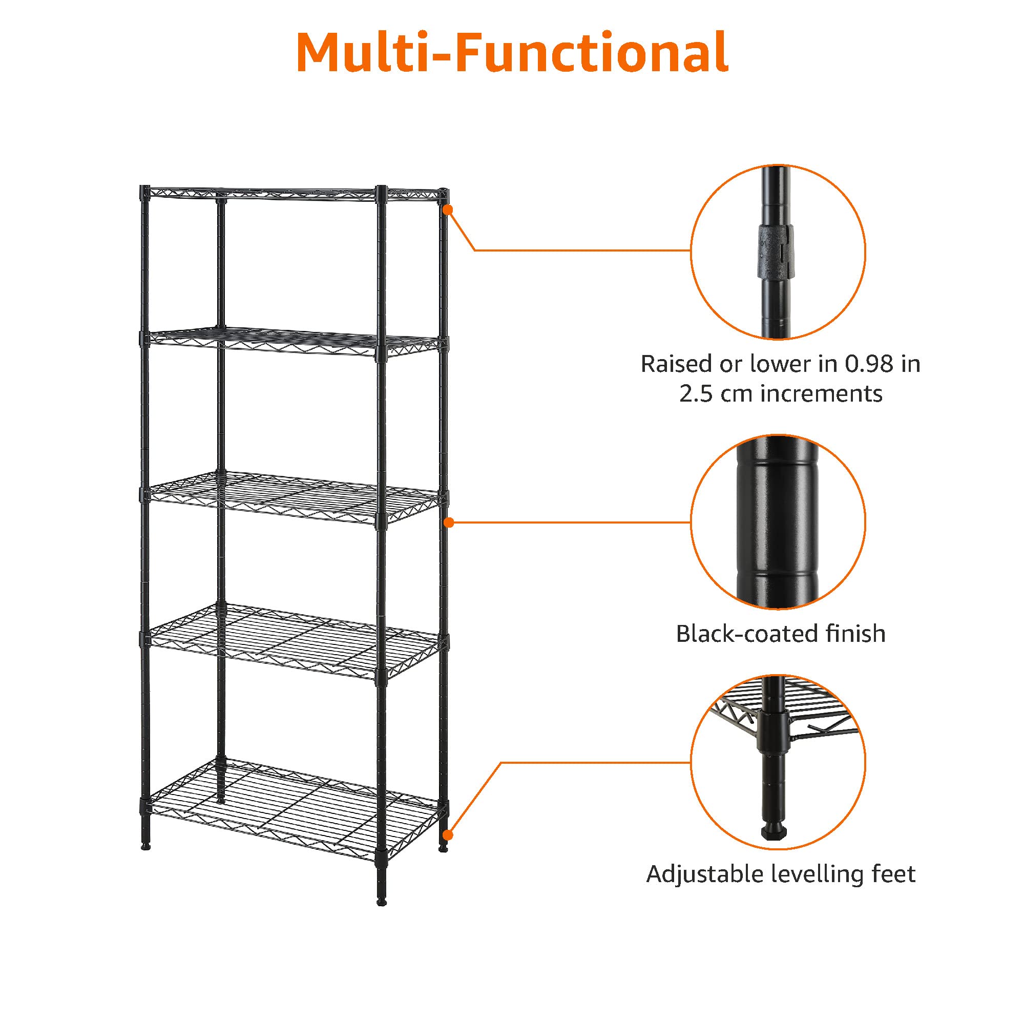 Amazon Basics leveling feet provide stability on uneven floors