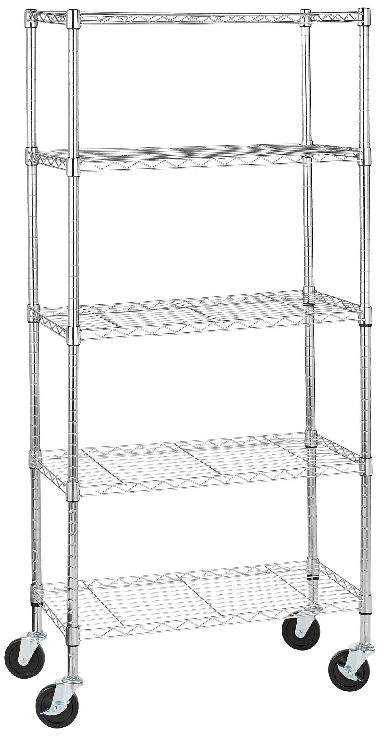 Amazon Basics 5-shelf wire rack front view for versatile garage and workspace storage