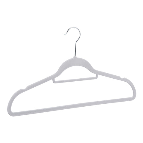 Amazon Basics 50-pack velvet hangers in dark grey for secure wardrobe storage