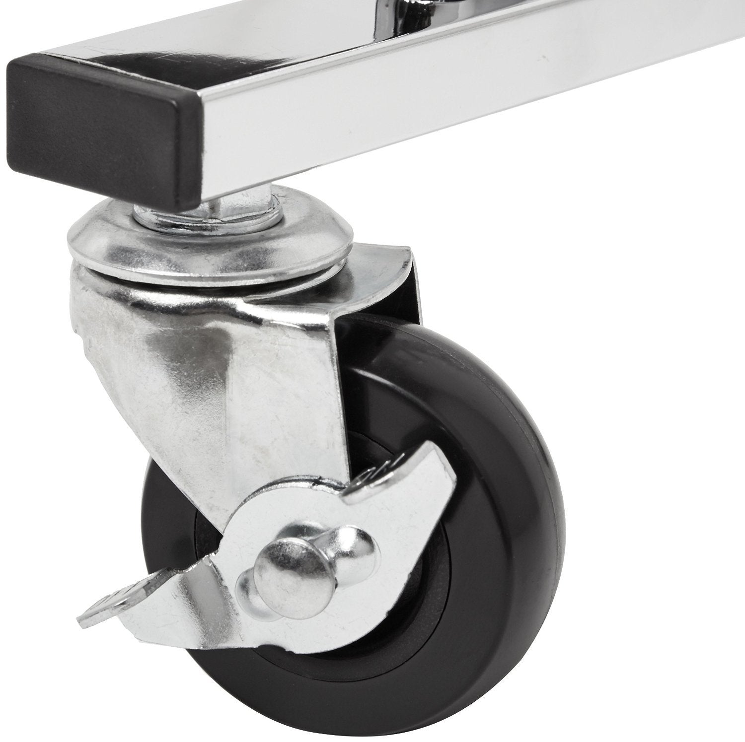 Amazon Basics 50-Pair shoe rack rolling wheels image highlights easy mobility.