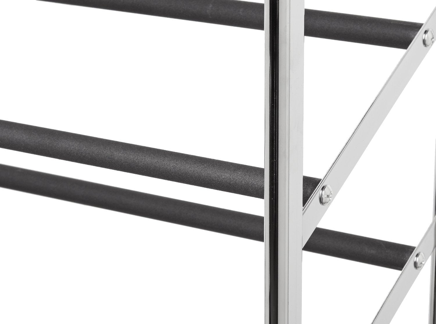 Amazon Basics 50-Pair shoe rack side view demonstrates slim footprint and sturdy construction.