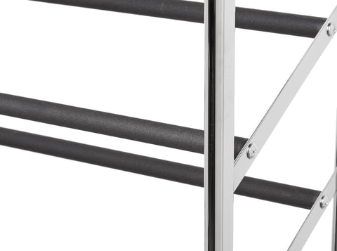 Amazon Basics 50-Pair shoe rack side view demonstrates slim footprint and sturdy construction.
