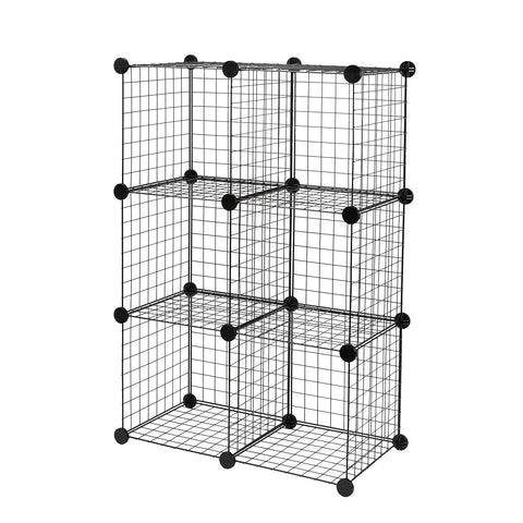 Amazon Basics 6-Cube wire-grid storage assembly demonstrates tool-free setup and modular versatility.