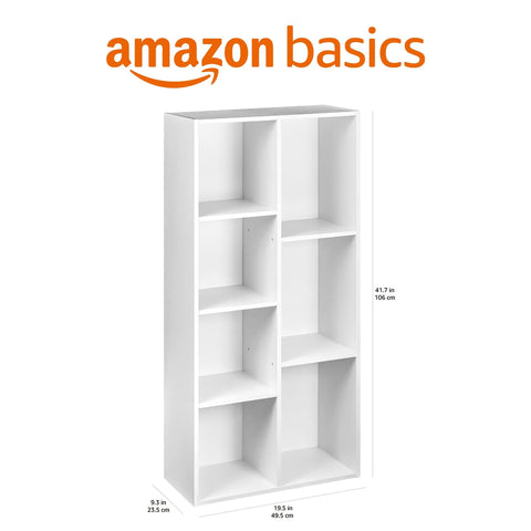 Amazon Basics 7-cube organizer bookcase white, assembly process shown