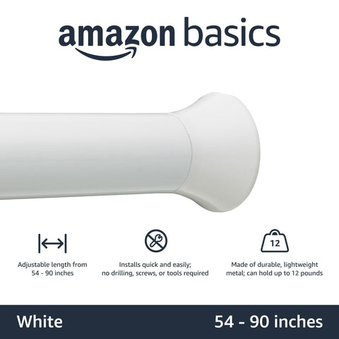 Amazon Basics adjustable 54-90 in curtain rod for customizable fit