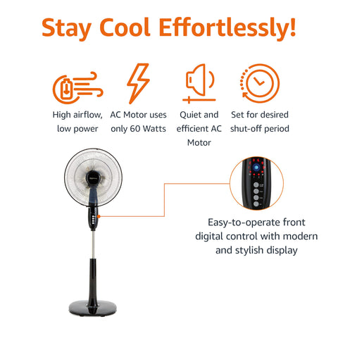 Amazon Basics adjustable-height pedestal fan tilts to direct airflow precisely