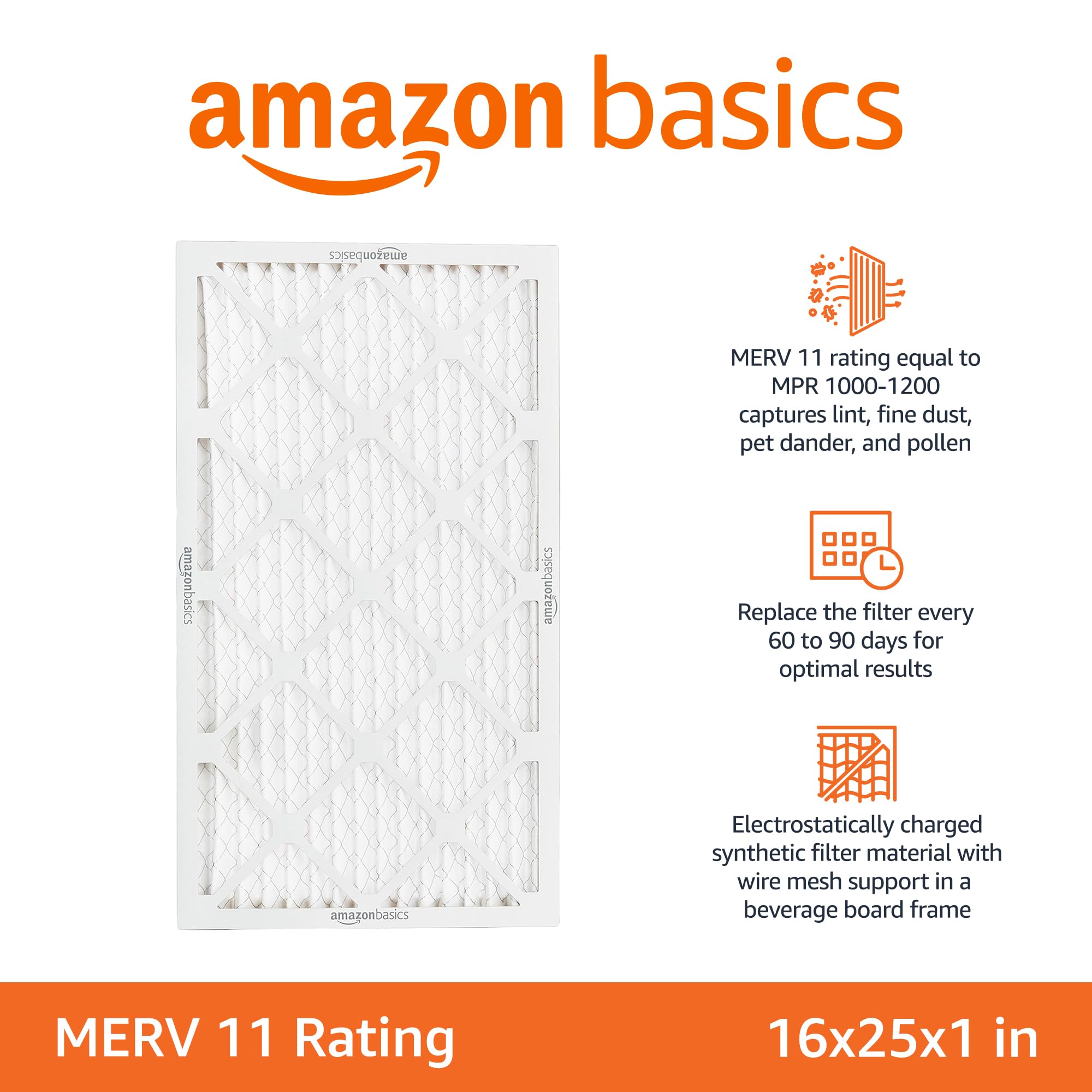 Amazon Basics air filter 6-pack frame detail highlighting sturdy construction