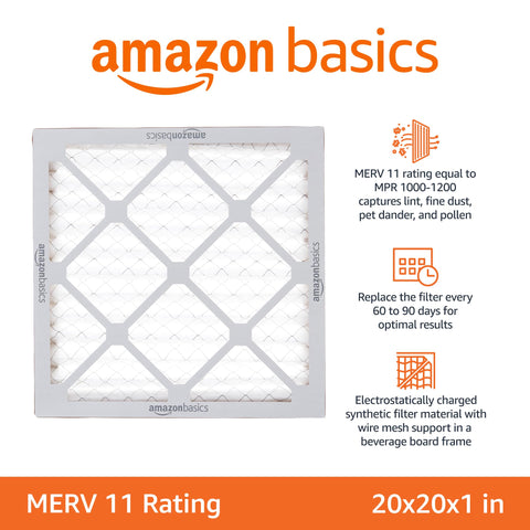 Amazon Basics 6-pack packaging shown, ready-to-replace air filters