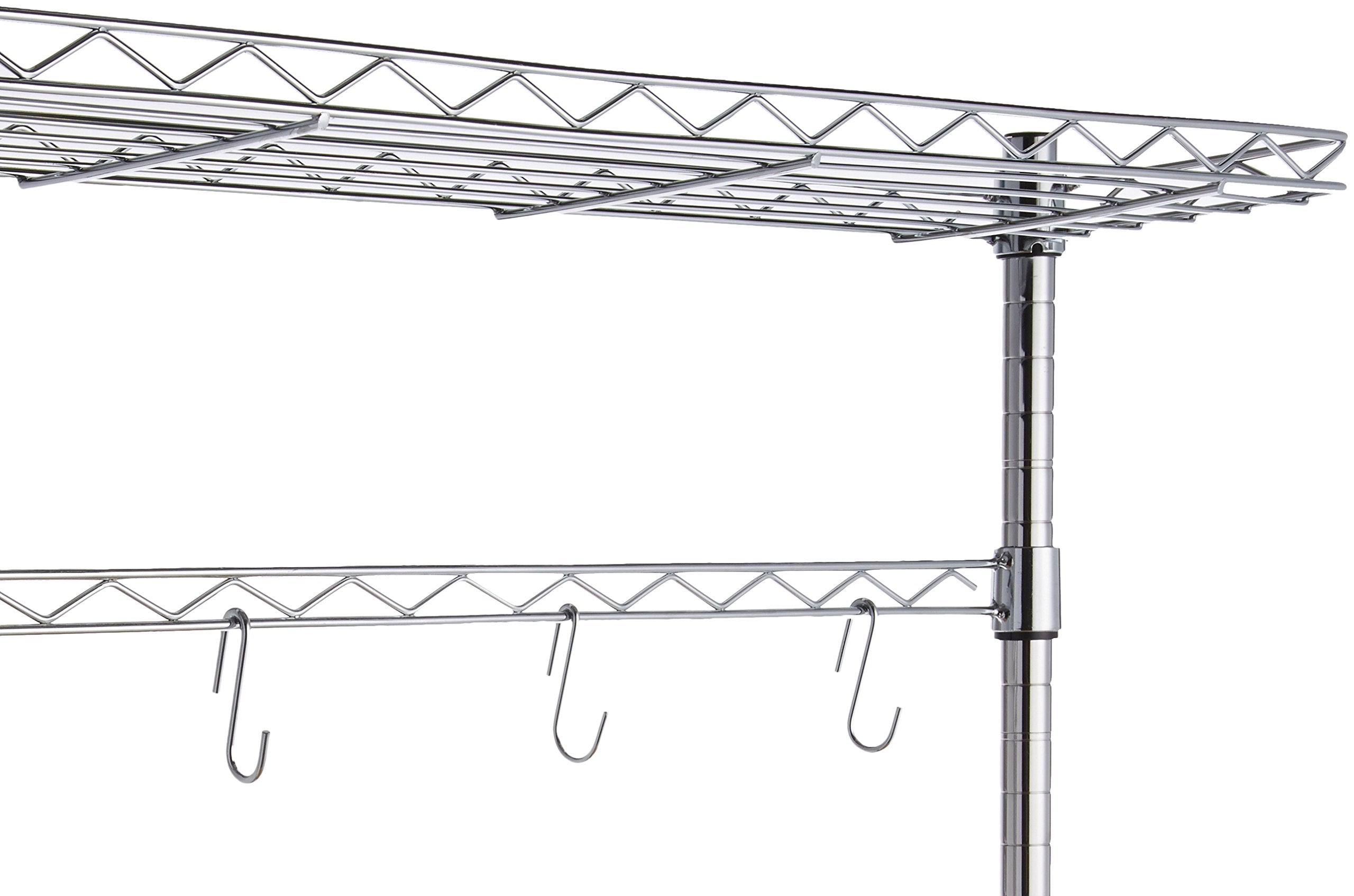 Amazon Basics baker rack with hanging bar and S-hooks for flexible organization