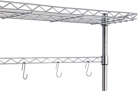 Amazon Basics baker rack with hanging bar and S-hooks for flexible organization