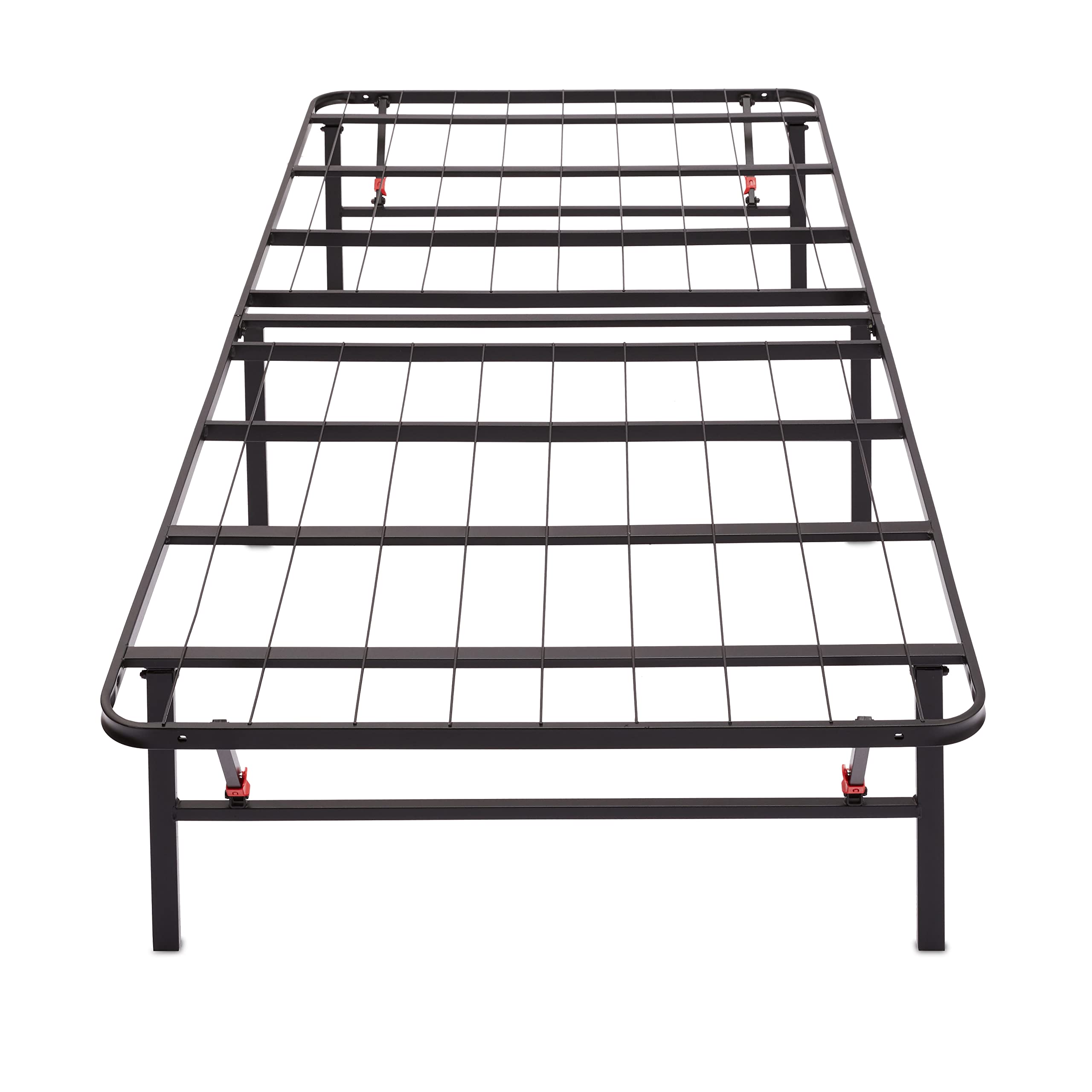Amazon Basics bed frame demonstrating tool-free setup for quick assembly