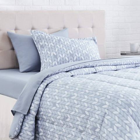 Amazon Basics bed-in-a-bag five-piece set packaging for quick setup
