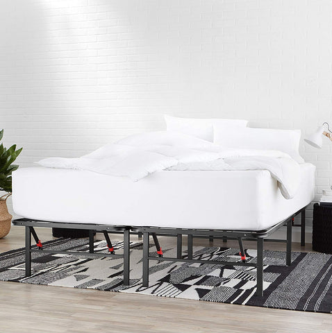 Amazon Basics black finish bed frame with sleek, sturdy design