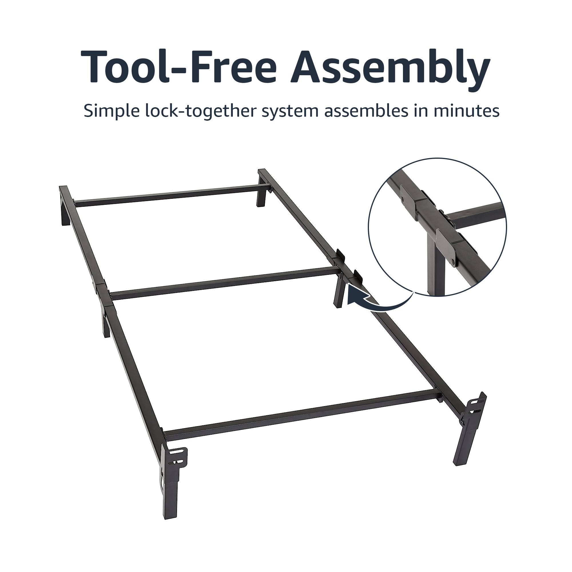Amazon Basics twin bed frame ready for box spring and mattress setup.