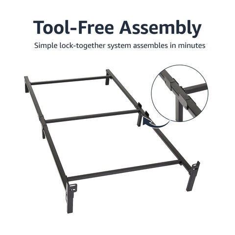 Amazon Basics twin bed frame ready for box spring and mattress setup.