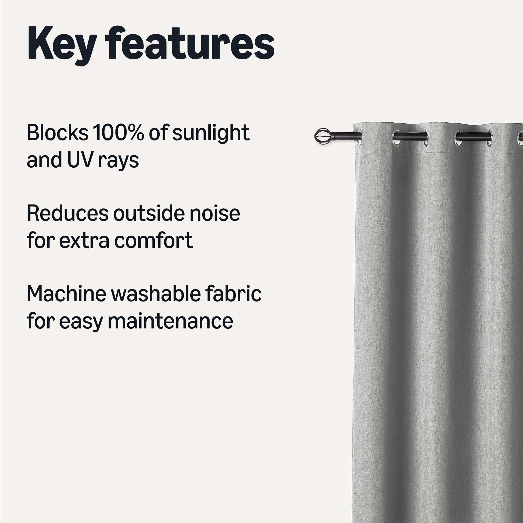 Close-up of dark gray fabric on Amazon Basics blackout curtains