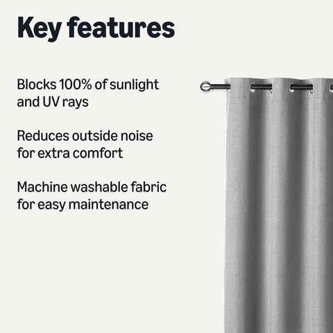 Close-up of dark gray fabric on Amazon Basics blackout curtains