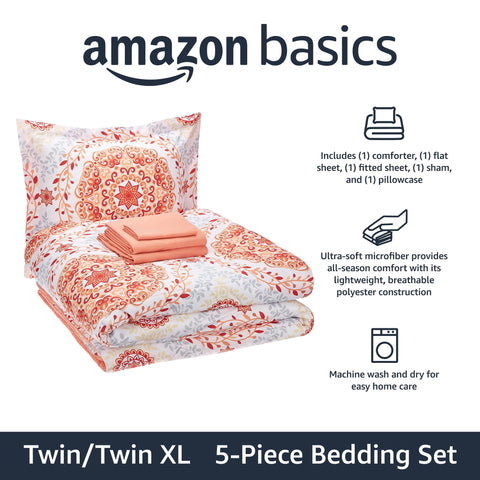 Amazon Basics blue flat sheet 66x96 with crisp finish for easy tucking