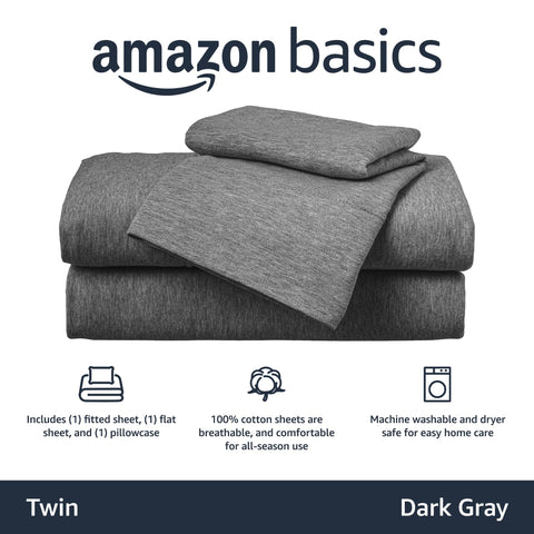 Amazon Basics breathable 3-piece bed sheet set twin fitted sheet securing up to 14 inches