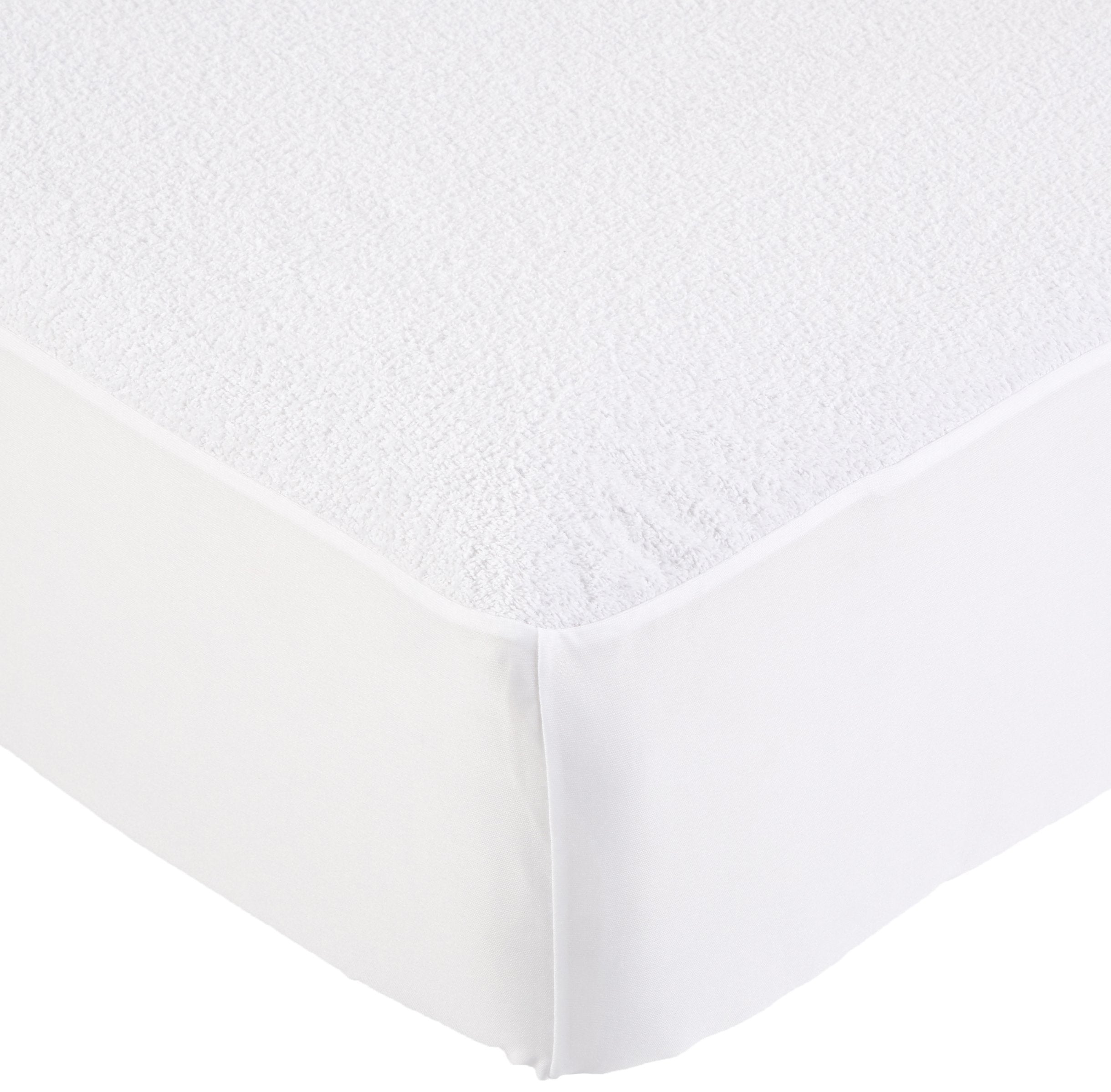 Amazon Basics breathable design mattress protector for king beds promotes airflow for cool sleep.