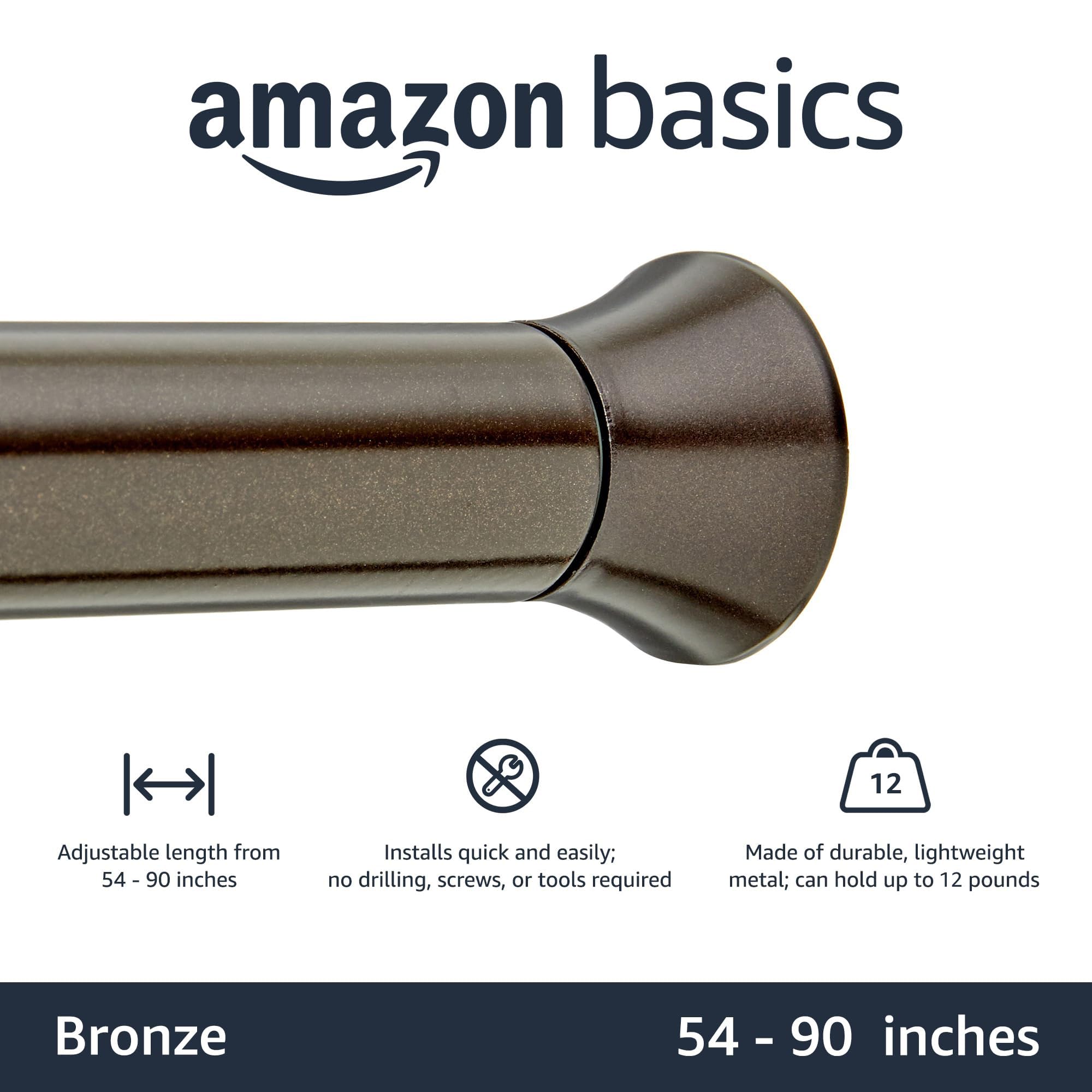 Amazon Basics bronze finish rod with classic finials ideal for quick, damage-free curtain setup