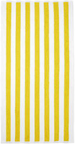 Amazon Basics cabana stripe yellow towel dryer safe after washing and sun-drying.