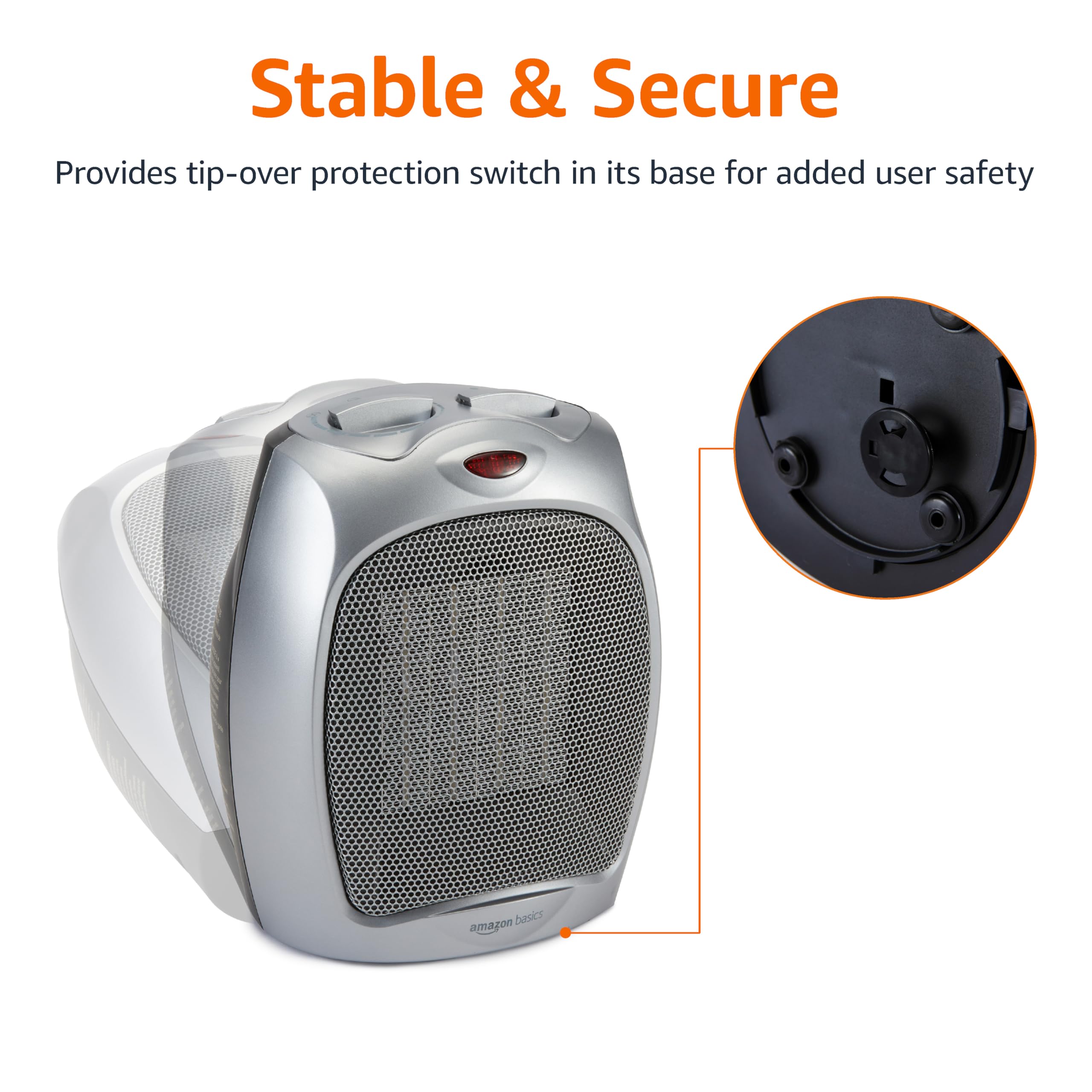Amazon Basics heater in use delivering warm, quiet comfort in a small space