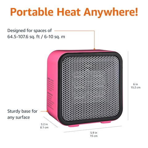 Ceramic coils provide quick warmth at 500W with low noise