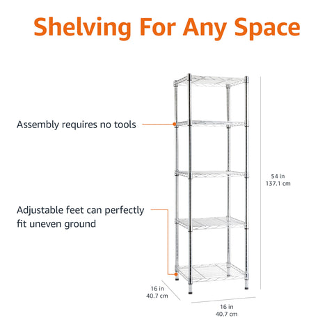 Amazon Basics chrome-plated frame resists rust for long-lasting use in humid spaces.
