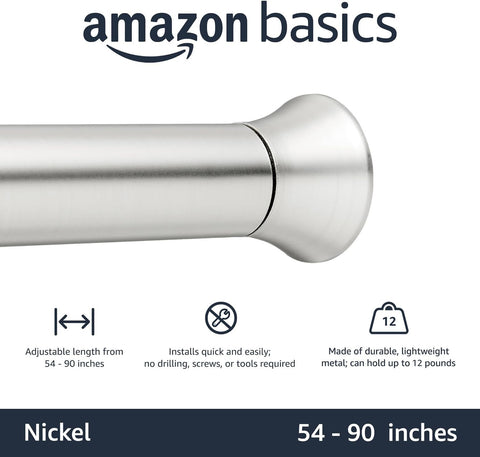 Amazon Basics classic finial tension rod with nickel finish adds timeless style and secure hold.