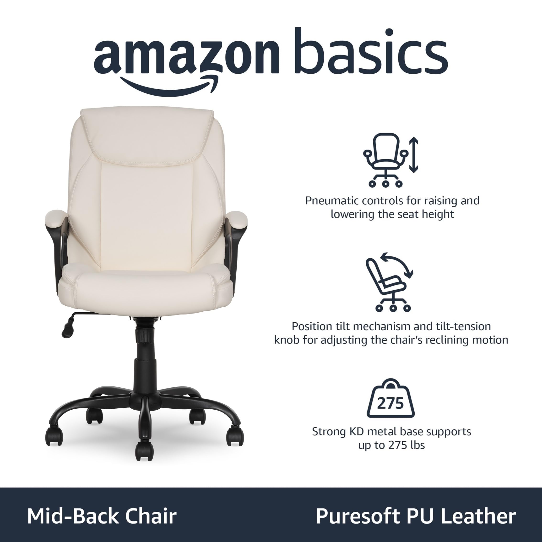 Amazon Basics Classic Puresoft chair backrest supports posture during work.