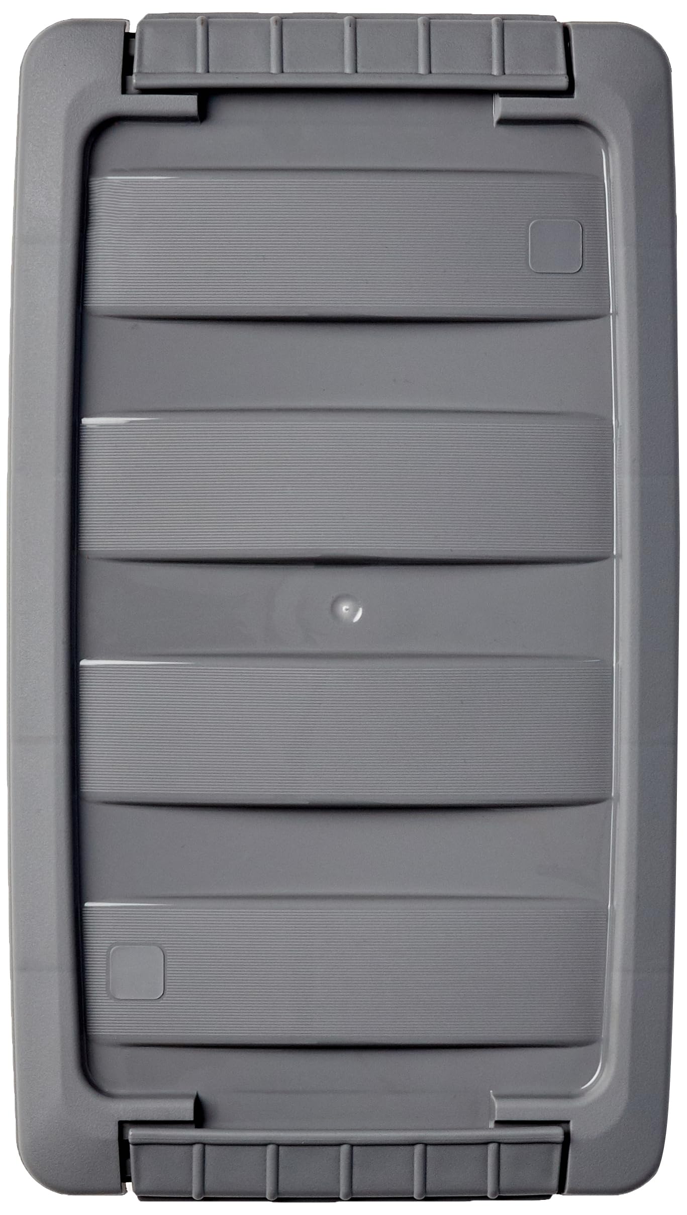Amazon Basics clear bin with contents visible, ideal for easy retrieval and labeling.