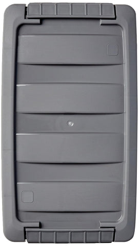 Amazon Basics clear bin with contents visible, ideal for easy retrieval and labeling.