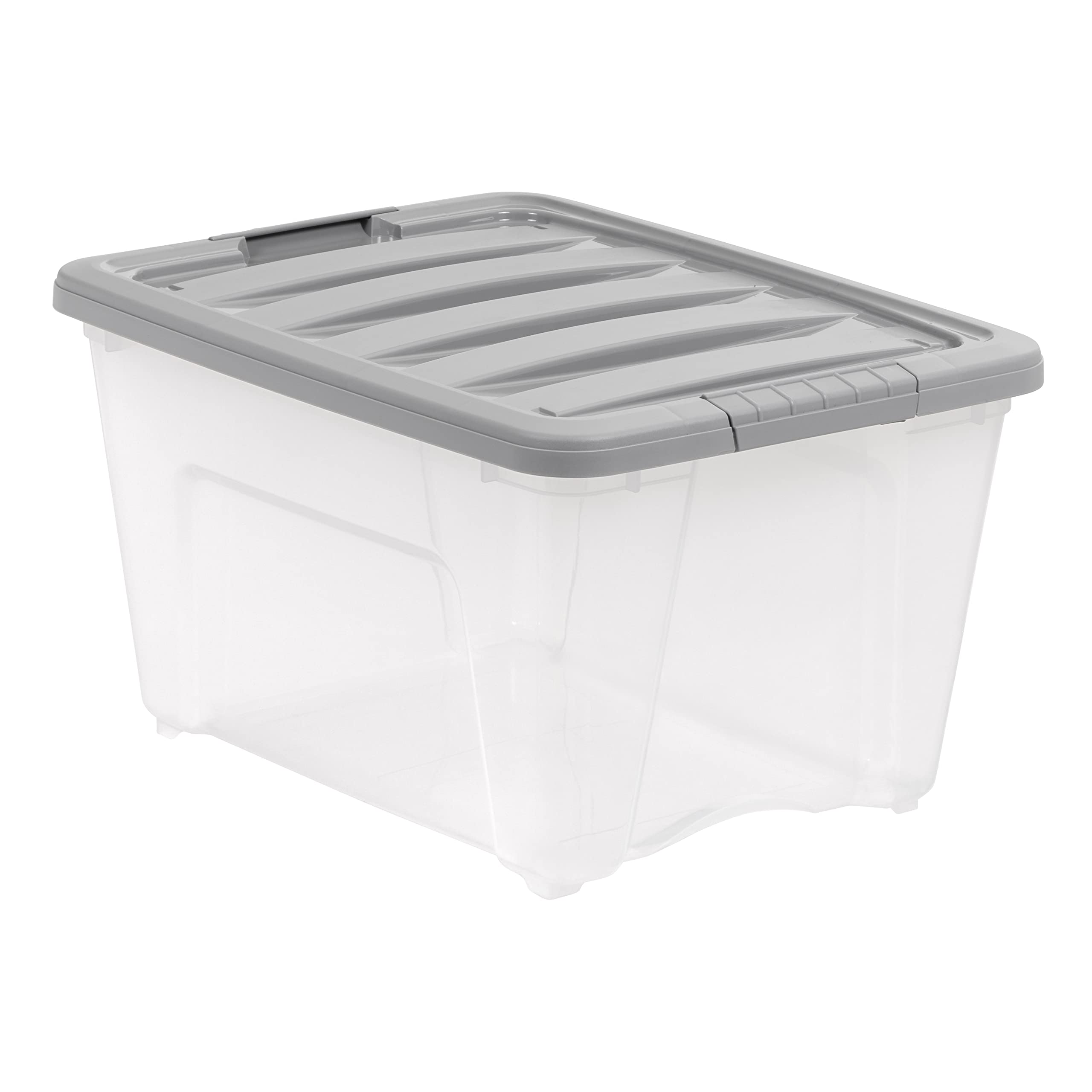 Amazon Basics clear bins enable quick content identification.
