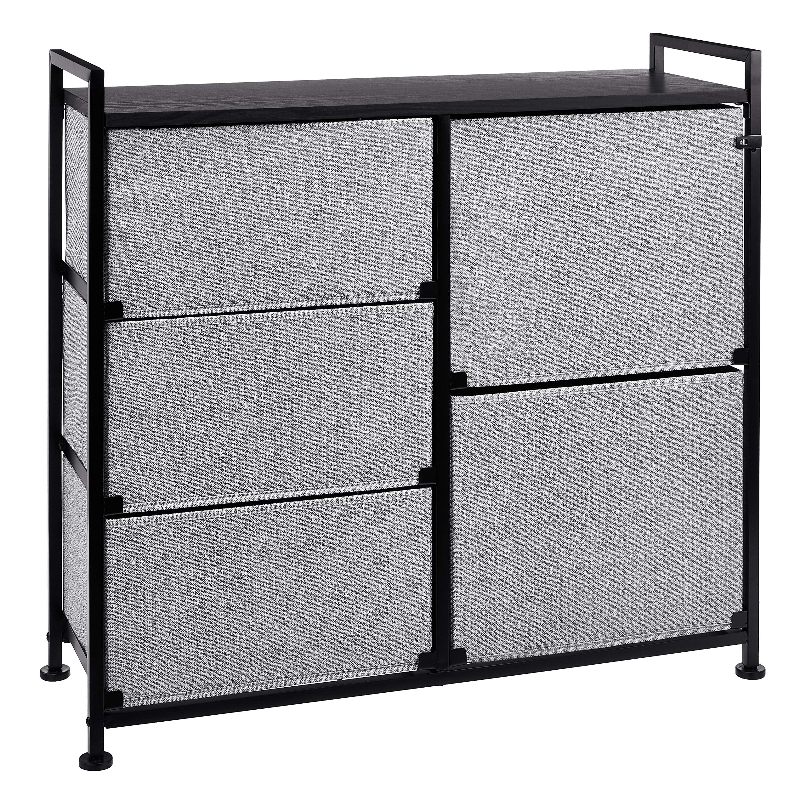 Amazon Basics closet organizer side view showing slim profile for compact spaces.